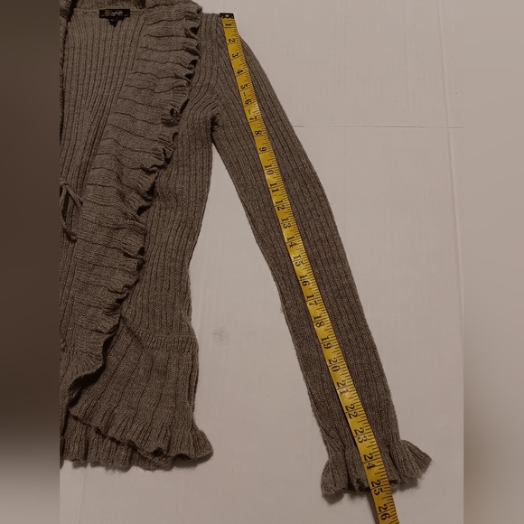 Elisabetta Collection Made In Italy Knit Sweater Ruffle SzM Mocha Mohair/Wool - Picture 7 of 8